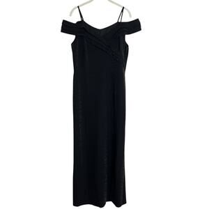 Alexa B Black Sparkle Off Shoulder Formal Maxi Dress Size 14 Evening Wear